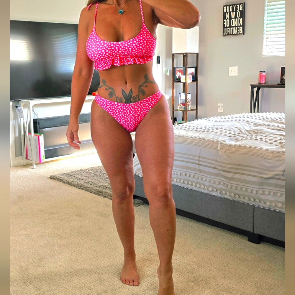 Pg3 #11 Pink and White Bikini Swimwear